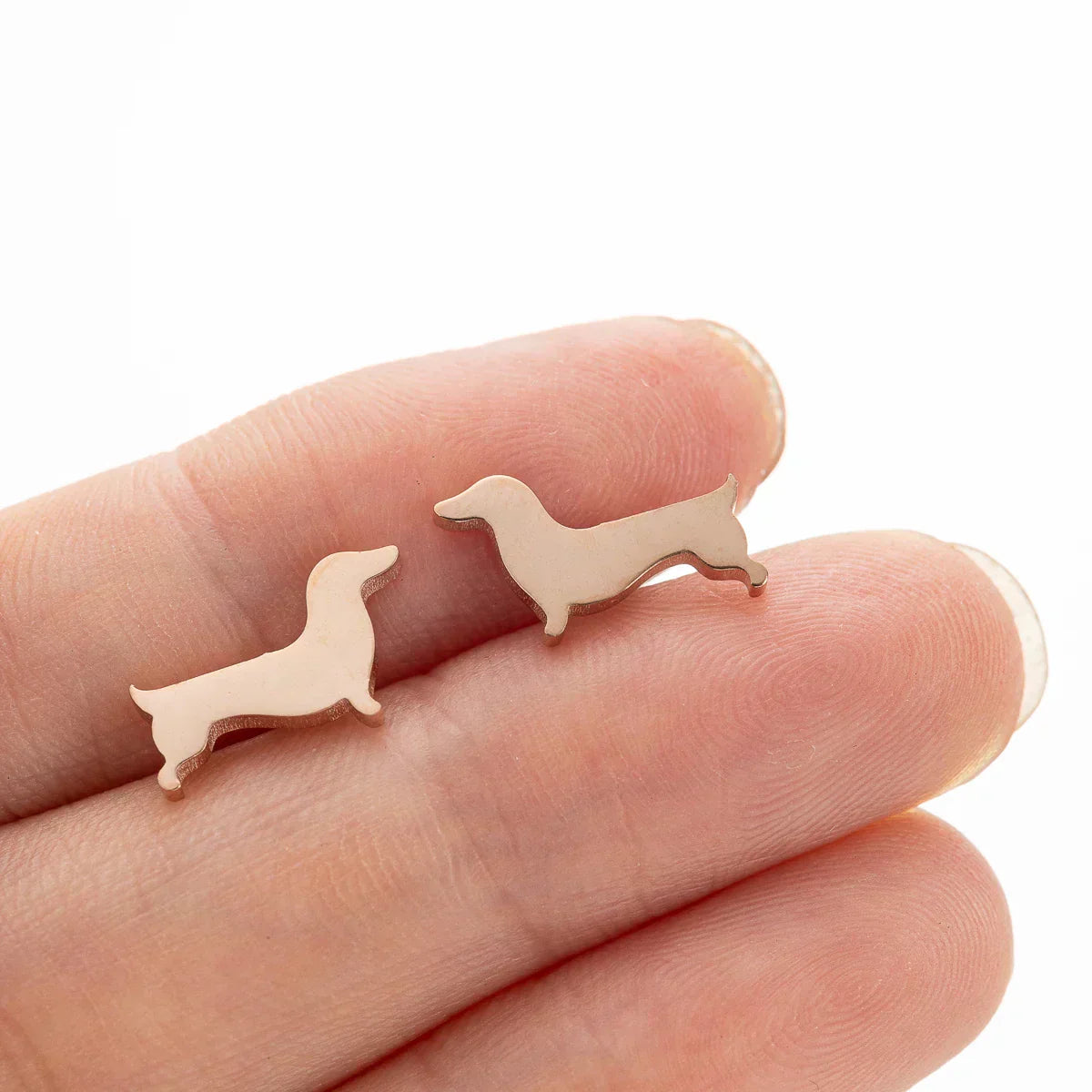Orecchini a forma di dachshund – Orecchini minimalisti in metallo