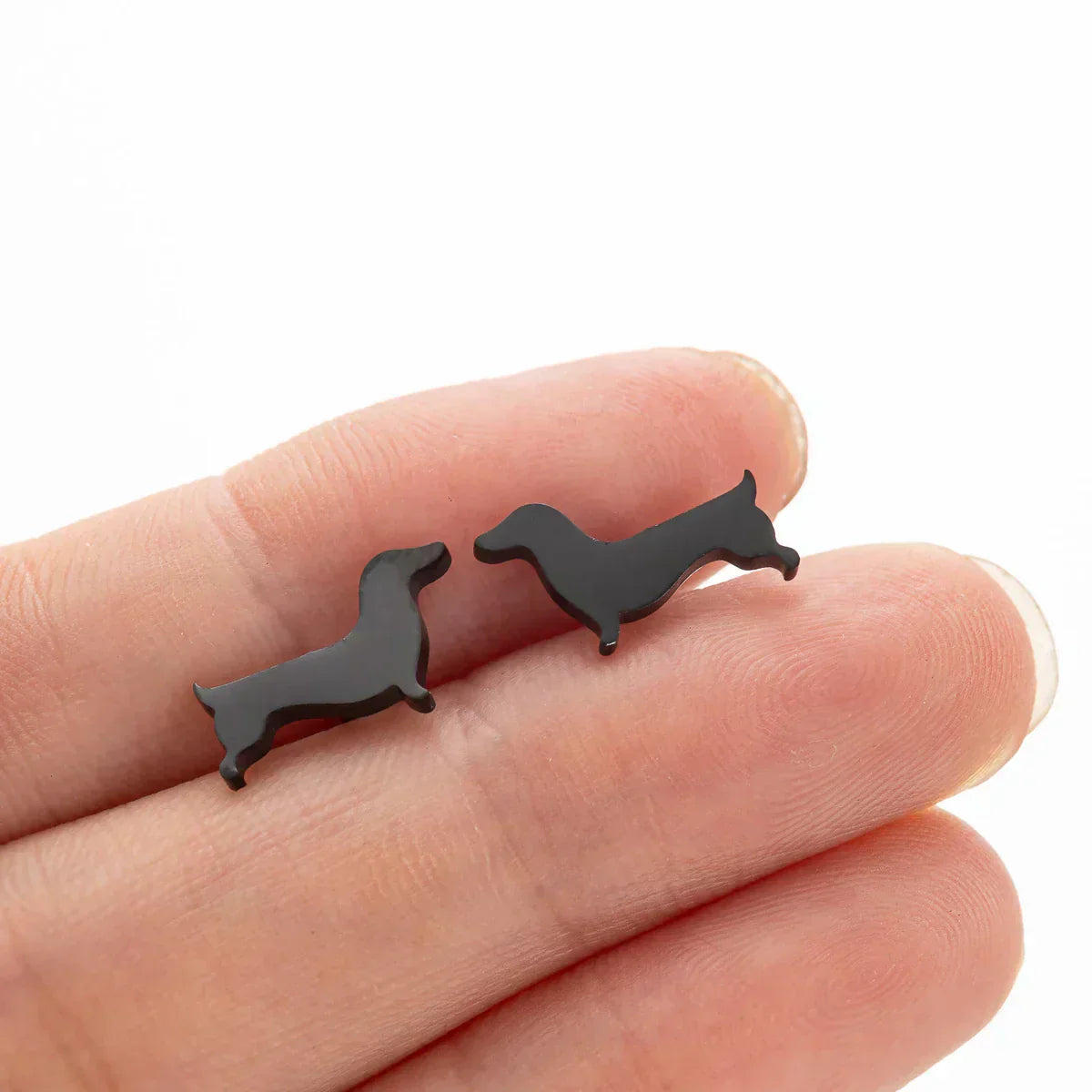 Orecchini a forma di dachshund – Orecchini minimalisti in metallo
